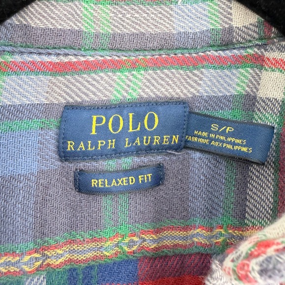 Polo Ralph Lauren Flannel Shirt Women S Blue Plaid Relaxed Fit Cabincore Grunge - Picture 3 of 12